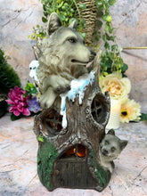 Load image into Gallery viewer, Novelty Wolves House with Led Light Figurine Statue Ornament Wolf Gift