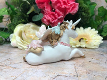 Load image into Gallery viewer, Fairy Resting with Unicorn Figurine Fantasy Fairies Mythical Sculpture Figure