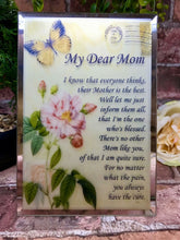 Laden Sie das Bild in den Galerie-Viewer, Meine liebe Mama Schöne Glas Gedicht Mutter verspiegelt Plakette nachdenkliches Geschenk