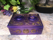 Load image into Gallery viewer, Mystical Sun and Moon Tarot Box Celestial Altar Wicca Pagan Style Purple Colour-OsirisTradingUK