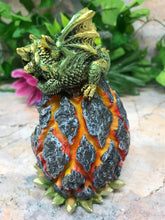 Load image into Gallery viewer, Green Dragon Guardian of Geode Statue Ornament with LED Light Dragons Collection