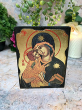 Load image into Gallery viewer, Virgin Mary and Baby Jesus Picture Icon Style Religious Wall Plaque Decor