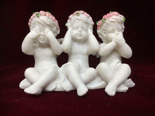 Charger l'image dans la galerie, Ensemble de trois statues d'ornement de chérubins sages, sculptures d'ornement de chérubins présents