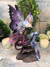 Load image into Gallery viewer, Fairy with Dragon Companion Figurine Fantasy Fairies Figure Mythical Sculpture