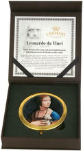 Load image into Gallery viewer, Gold Effect Pocket Travel Mirror Da Vinci Lady with Ermine Renaissance-OsirisTradingUK