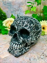 Load image into Gallery viewer, Floral Decay Black Silver Skull Figure Skulls Collection Sculpture Gothic Decor-OsirisTradingUK