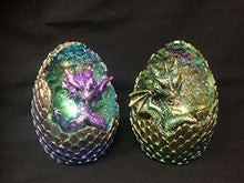 Load image into Gallery viewer, Pair of Dragons Guarding Egg LED Changing Light Sculpture Statue Dragon Figurine