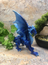 Load image into Gallery viewer, Fierce Blue Dragon Statue Gothic Dragons Collection Fantasy Sculpture Ornament-OsirisTradingUK
