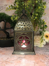 Charger l'image dans la galerie, Antique Effect Moroccan Lantern Candle Purple Glass Tealight Holder-OsirisTradingUK