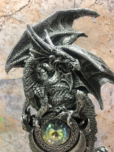 Load image into Gallery viewer, Silver Dragon Sculpture Guardian of Jewell Statue Fantasy Art Mythical Creatures-OsirisTradingUK