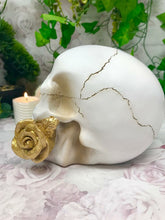 Load image into Gallery viewer, Novelty Skull with Gold Rose Ornament Figure Skulls Collection Sculpture Gothic-OsirisTradingUK