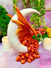 Load image into Gallery viewer, Dragon in Crescent Moon Fantasy Sculpture Mythical Statue Gothic Dragons Gift-OsirisTradingUK