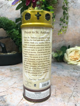 Charger l'image dans la galerie, Saint Anthony Grave Candle Windproof Cap Prayer on Reverse Religious Graveside-OsirisTradingUK
