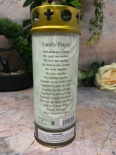 Load image into Gallery viewer, Holy Family Grave Candle Windproof Cap Prayer on Reverse Religious Graveside-OsirisTradingUK