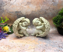 Laden Sie das Bild in den Galerie-Viewer, Paar schöne Baby Engel Cherubs Grab Dekoration Garten Ornament Memorial
