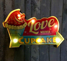 Load image into Gallery viewer, Vintage Metal 3D LED Logo Sign Kitchen Cupcake Lounge Love Heart Wall Plaque-OsirisTradingUK
