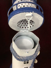 Load image into Gallery viewer, Nautical Lighthouse Sea Shells Tea Light Holder Indoor Metal Beach Marine Themed