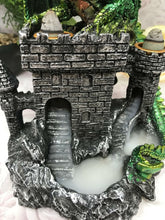 Load image into Gallery viewer, Green Dragon Guarding Castle Statue Cone Burner Lamp Fantasy Art Collection-OsirisTradingUK
