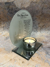 Charger l'image dans la galerie, Glass Prayer Plaque to Our Lady of Lourdes with Candle Holder Mirrored Devotional Stand, Boxed Catholic Religious Gift, Spiritual Decor-OsirisTradingUK