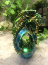 Load image into Gallery viewer, Green Dragon on Emerald Effect Geode Sculpture Statue Ornament Dragons-OsirisTradingUK