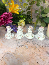 Load image into Gallery viewer, Set of Four Guardian Angel Figurine Cherubs on Hearts Statue Ornament Sculpture