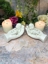 Load image into Gallery viewer, Pair of Beautiful Baby Angel Cherubs Resting in Hand Ornament Mothers Gift-Home, Furniture & DIY:Home Décor:Sculptures & Figurines-OsirisTradingUK