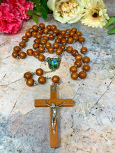 Charger l'image dans la galerie, Catholic Wooden Rosary Beads Our Lady Fatima Jesus Christ Cross Religious Gift-OsirisTradingUK