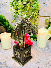 Load image into Gallery viewer, Steampunk Unicorn Bust Antique Effect Bronze Effect  Statue Sculpture
