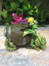 Load image into Gallery viewer, Comical Green Dragon in Barrell Dragons Collection Ornament Gothic Decor-OsirisTradingUK