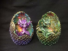 Load image into Gallery viewer, Pair of Dragons Guarding Egg LED Changing Light Sculpture Statue Dragon Figurine