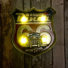 Load image into Gallery viewer, Vintage Metal 3D LED Logo Diner Sign Route 66 Garage Car Man Cave Wall Plaque-OsirisTradingUK