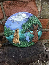 Load image into Gallery viewer, Magical Moon Hares Wall Plaque Pagan Statue Moon Gazing Wiccan Altar-OsirisTradingUK