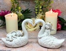 Load image into Gallery viewer, Pair of Guardian Angel Figurine Cherubs on Swan Statue Ornament Sculpture-Collectables:Fantasy, Myth & Magic:Mythical Creatures:Angels-OsirisTradingUK