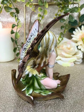 Load image into Gallery viewer, Green Flower Fairy Resting on Leaf Figurine Statue Ornament-OsirisTradingUK