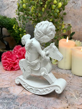 Load image into Gallery viewer, Guardian Angel Figurine Cherub on Rocking Horse Ornament Sculpture Cherubs