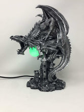 Load image into Gallery viewer, Silver Dragon Light Lamp Ornament Fantasy Dragons Art Sculpture Statue Ornament-OsirisTradingUK