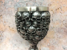 Laden Sie das Bild in den Galerie-Viewer, Silver Effect Skulls Goblet Chalice Drinking Cup Gothic Ornament Home Decoration-OsirisTradingUK