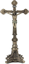 Load image into Gallery viewer, Bronze Effect Cross Jesus Christ Crucifix Religious Sculpture Statue Ornament