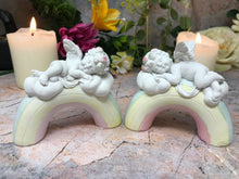 Charger l'image dans la galerie, Pair of Guardian Angel Figurine Cherub on Rainbow Statue Ornament Sculpture-Collectables:Fantasy, Myth & Magic:Mythical Creatures:Angels-OsirisTradingUK