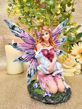 Laden Sie das Bild in den Galerie-Viewer, Fairy Resting with Unicorn Figurine Fantasy Fairies Figure Mythical Sculpture-OsirisTradingUK