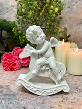 Load image into Gallery viewer, Guardian Angel Figurine Cherub on Rocking Horse Ornament Sculpture Cherubs