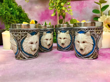 Load image into Gallery viewer, Set of 4 White Wolves Shot Glasses Ornaments Wolf Gothic Table Decor