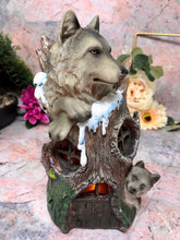 Load image into Gallery viewer, Novelty Wolves House with Led Light Figurine Statue Ornament Wolf Gift