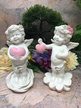 Load image into Gallery viewer, Pair of Guardian Angel Figurine Cherub Holding Hearts Statue Ornament Sculpture