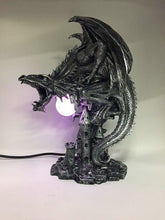 Load image into Gallery viewer, Silver Dragon Light Lamp Ornament Fantasy Dragons Art Sculpture Statue Ornament-OsirisTradingUK