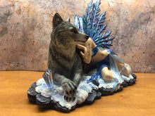 Load image into Gallery viewer, Large Fairy and Wolf Companion Sculpture Statue Mythical Creatures Figure Gift