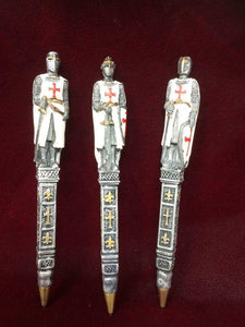 Set of 3 Novelty Templar Knight with Sword Pen Office Desk Decoration