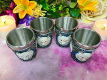 Load image into Gallery viewer, Set of 4 White Wolves Shot Glasses Ornaments Wolf Gothic Table Decor