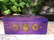 Load image into Gallery viewer, Mystical Sun and Moon Tarot Box Celestial Altar Wicca Pagan Style Purple Colour-OsirisTradingUK