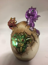 Load image into Gallery viewer, Three Wise Dragons Guarding Egg LED Changing Light Sculpture Statue Dragon